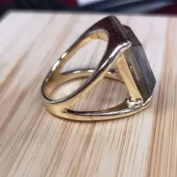 Gold titanium and genuine natural abalone boho chic statement ring sz 8 new - Picture 5 of 7